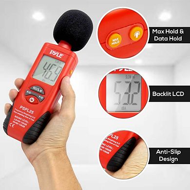 Pyle Sound Level Decibel Meter with Max Hold & Data Hold Function (PSPL25) - 0-130 dB