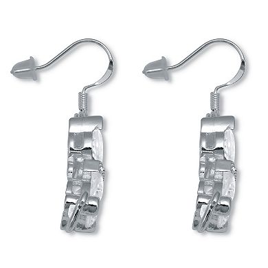 PalmBeach Jewelry Round Crystal Silvertone Cat Earrings
