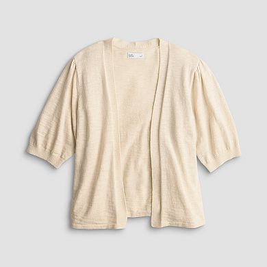 Women's Croft & Barrow® Puff Elbow Sleeve Open Front Cardigan