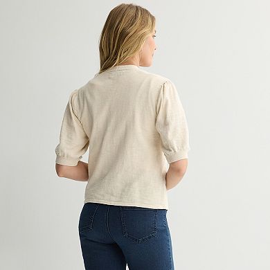 Women's Croft & Barrow® Puff Elbow Sleeve Open Front Cardigan
