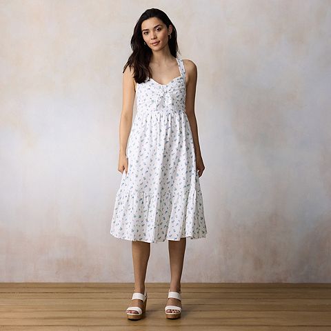 Женские платья LC Lauren Conrad Petite LC Lauren Conrad Sleeveless Tiered Midi Dress