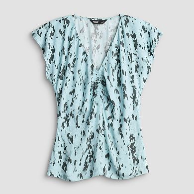 Women's Simply Vera Vera Wang Ruched Flutter Sleeve Top