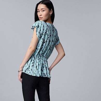 Women's Simply Vera Vera Wang Ruched Flutter Sleeve Top