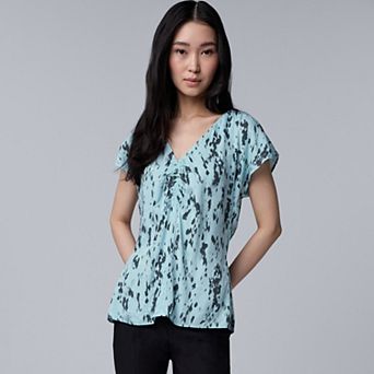 Women's Simply Vera Vera Wang Ruched Flutter Sleeve Top