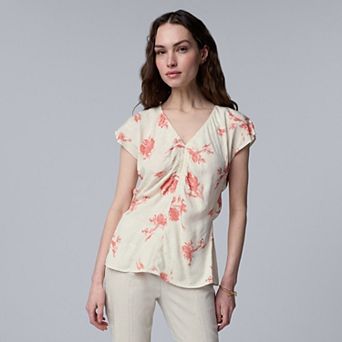 Women's Simply Vera Vera Wang Ruched Flutter Sleeve Top