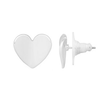LC Lauren Conrad Silver Tone Clean Metal Heart Stud Earrings
