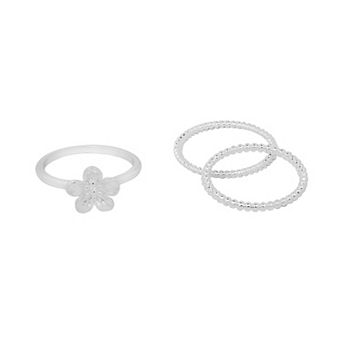 LC Lauren Conrad 3 pc Flower Stackable Ring Set