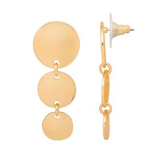 LC Lauren Conrad Gold-Tone 3 Disc Drop Earrings