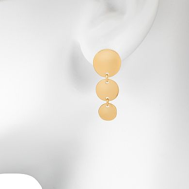 LC Lauren Conrad Gold-Tone 3 Disc Drop Earrings