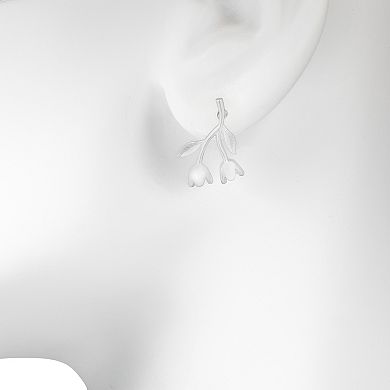 LC Lauren Conrad Silver Tone Inverted Drop Earrings with Bell Blossoms