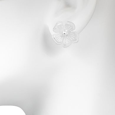 LC Lauren Conrad Silver Tone Dimensional Flower Stud Earrings