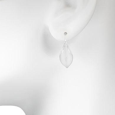 LC Lauren Conrad Silver Tone Sculpted Drop Leaf Earrings