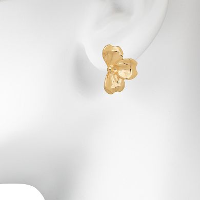 LC Lauren Conrad Gold Tone Modern Half Flower Stud Earrings