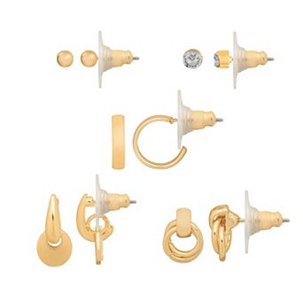 LC Lauren Conrad Gold-Tone 5-Pair Modern Earrings