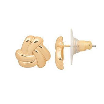 LC Lauren Conrad Gold Tone Triple Cushioned Twists Stud Earrings