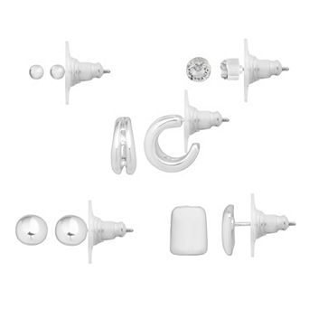 LC Lauren Conrad 5-Pair Silver-Tone Contemporary Nickel Free Earrings