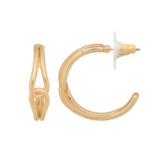 LC Lauren Conrad Gold Tone Interlocking Detail Hoop Earrings