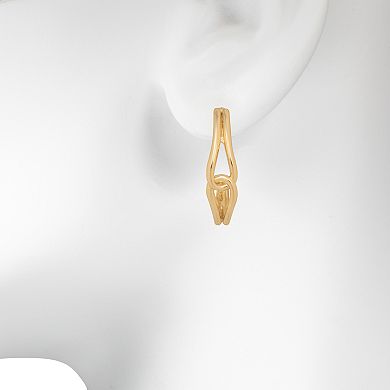 LC Lauren Conrad Gold Tone Interlocking Detail Hoop Earrings