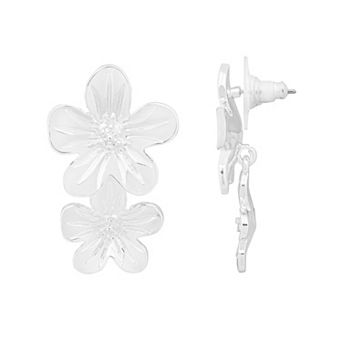 LC Lauren Conrad Silver Tone Tiered Bloom Drop Earrings
