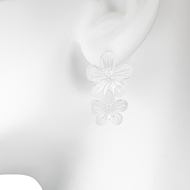 LC Lauren Conrad Silver Tone Tiered Bloom Drop Earrings