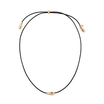 LC Lauren Conrad Gold Tone Bolo Cord Sculptural Bead Necklace