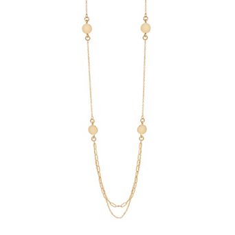 LC Lauren Conrad Gold Tone Long Multi Row Station Necklace