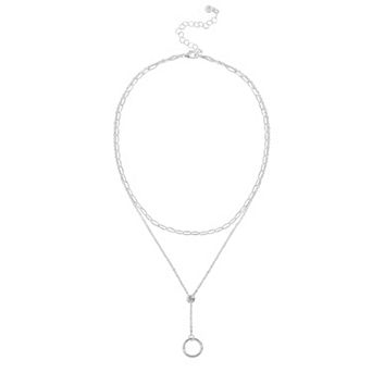 LC Lauren Conrad Circle Pendant Short Y-Necklace