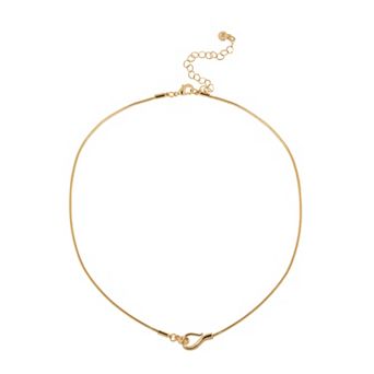 LC Lauren Conrad Gold Tone Short Interlocking Hook Closure Necklace