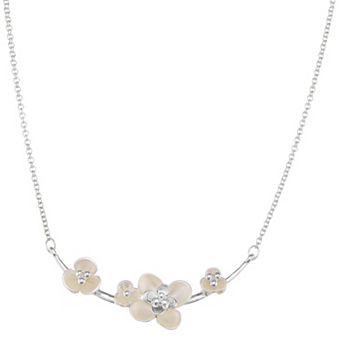 You're Invited Silver Tone Simulated Pearl Flower Frontal Necklace