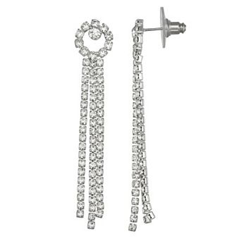 You're Invited Silver Tone Rhinestone Cupchain Chandelier Earrings