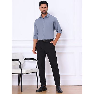 2 Packs Men's Dress Shirts Solid Long Sleeve Regular Fit Formal Business Button Down Formal Shirts