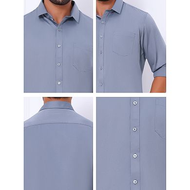 2 Packs Men's Dress Shirts Solid Long Sleeve Regular Fit Formal Business Button Down Formal Shirts