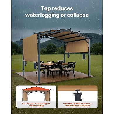 Outdoor Pergola 12x10 ft with Sliding Shade Canopy for Decks and Gardens