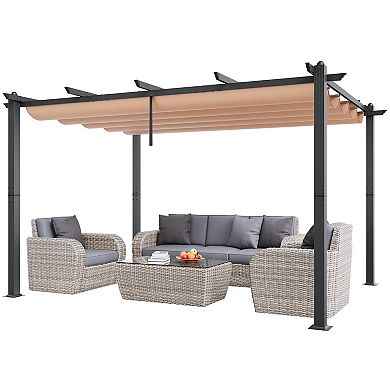 Retractable Canopy Pergola with Aluminum Frame for Patios and Decks