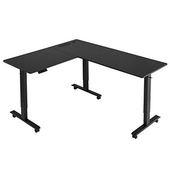 Electric L-Shaped Standing Desk 63" Corner Workstation with Charging Ports