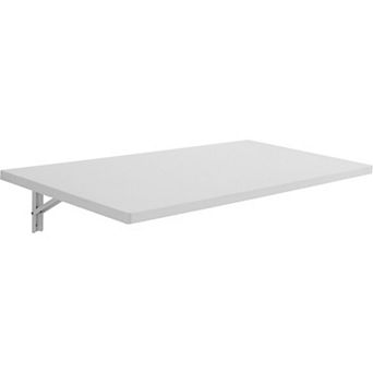 White Wall Fold-Out Table with Slow-Close Brackets and Rounded Corners