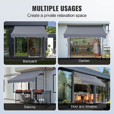 78" Retractable Patio Awning with Privacy Curtain and Manual Crank Grey
