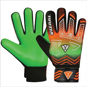 Vizari Junior Stopper F.P Soccer Goalie Gloves with grip boost, padded palm, and fingersave tech.
