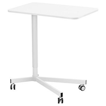 Pneumatic Sit-Stand Laptop Cart with 360° Wheels for Home or Office White