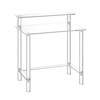 Acrylic Side Table 31.5" with Open Storage Shelf for Modern Rooms