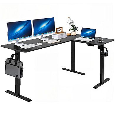 Electric L-Shaped Standing Desk 71" Corner Workstation with Height Adjustment