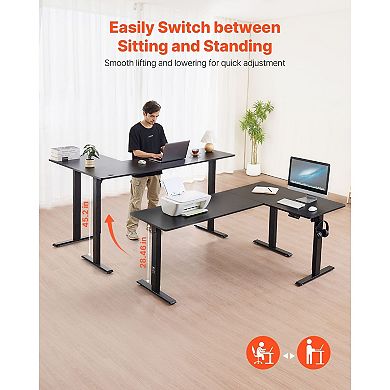 Electric L-Shaped Standing Desk 71" Corner Workstation with Height Adjustment