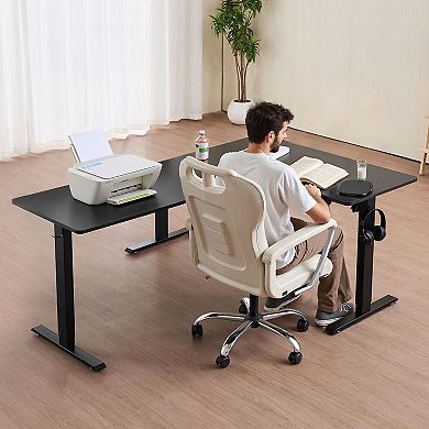 Electric L-Shaped Standing Desk 71" Corner Workstation with Height Adjustment