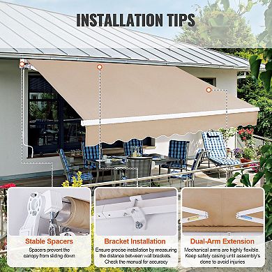 Manual Retractable Awning for Decks and Balconies with Steel Frame