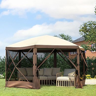 Portable Screen House Tent with Mesh Walls and Detachable Wind Panels