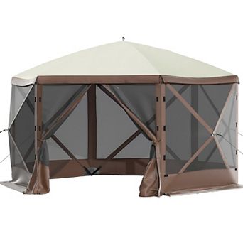 Portable Screen House Tent with Mesh Walls and Detachable Wind Panels