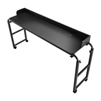 Adjustable Overbed Table with Power Outlets, USB Ports and Rolling Wheels Black