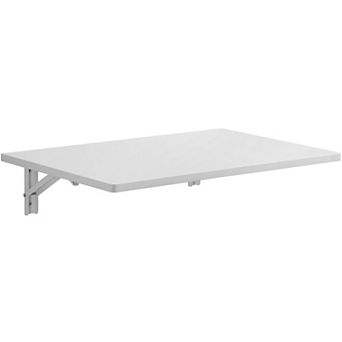 Wall-Mounted Folding Desk 24" White Drop Leaf Table for Small Spaces