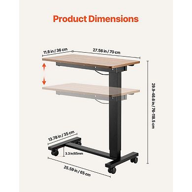 Rolling Electric Overbed Table with Tilt Desktop and Cup Holder