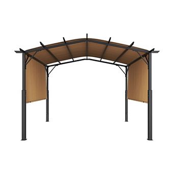 Outdoor Pergola 10x10 ft with Sliding Shade Canopy for Decks and Gardens